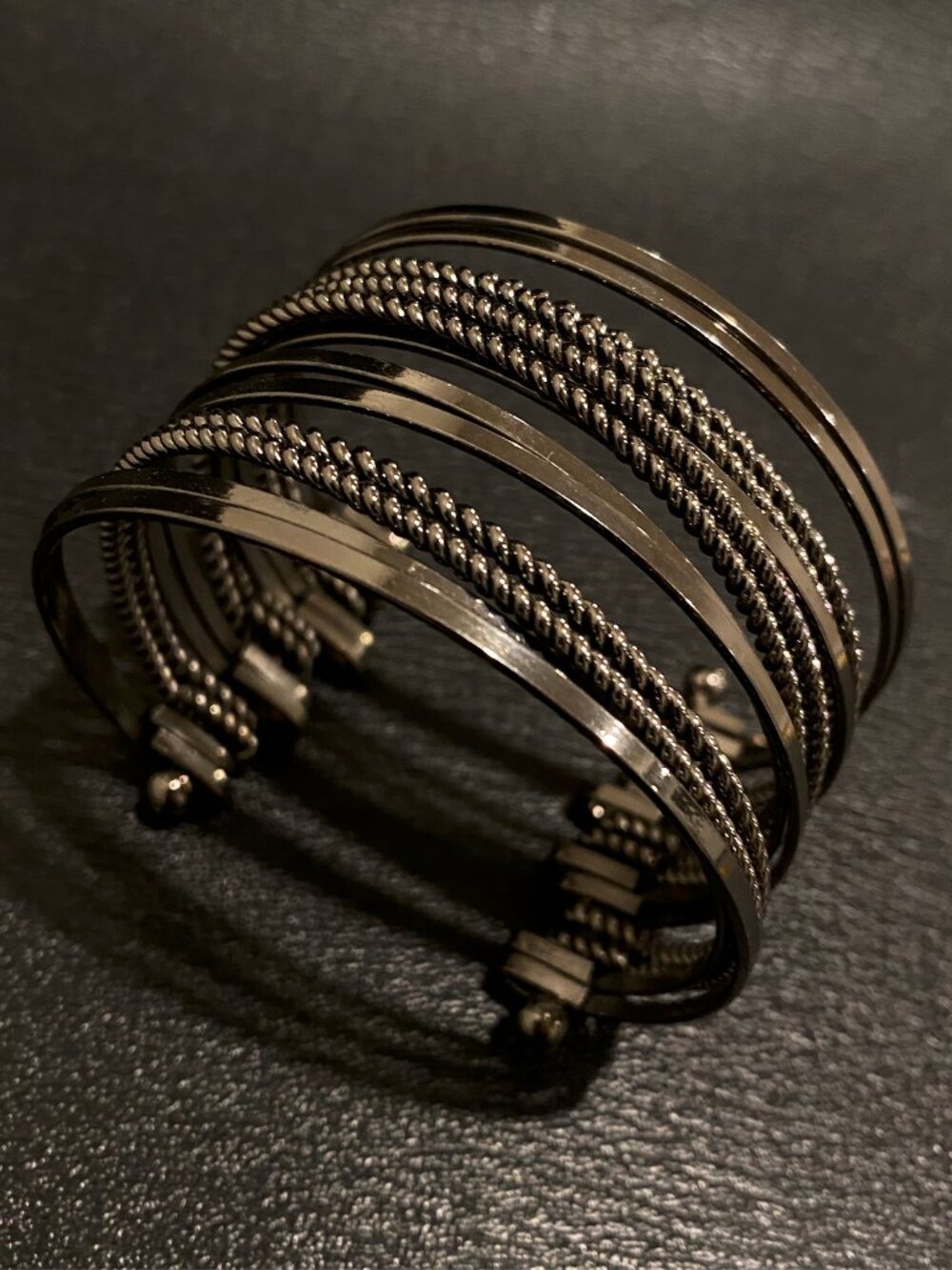 Black Metal Multi Chain Cuff Bracelet